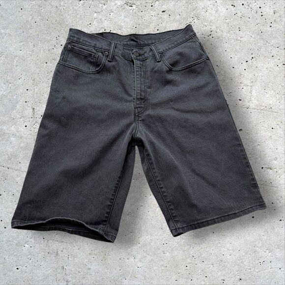 Levi’s 569 Loose Fit Cutoff Jean Shorts 32 Black Gray Denim Baggy Skate Y2K - Picture 2 of 7